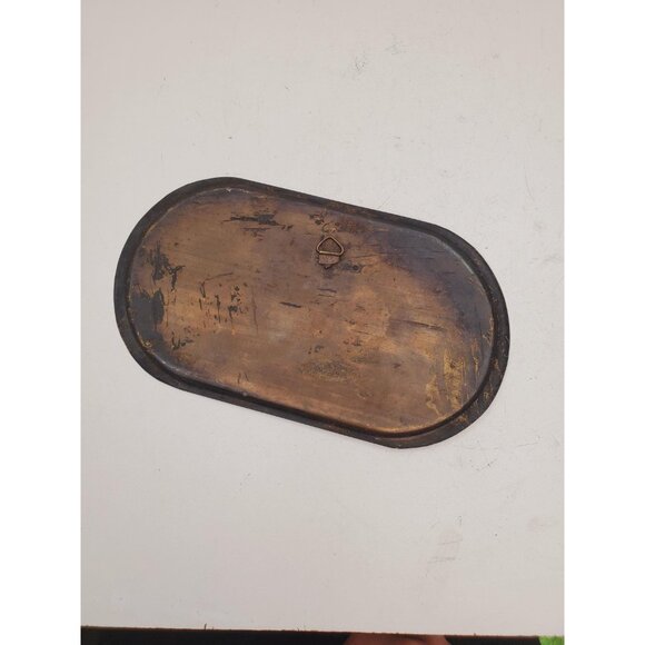 Antique bronze plate, Wall decor black and gold vintage metal plate, Wall plate, - Picture 6 of 10